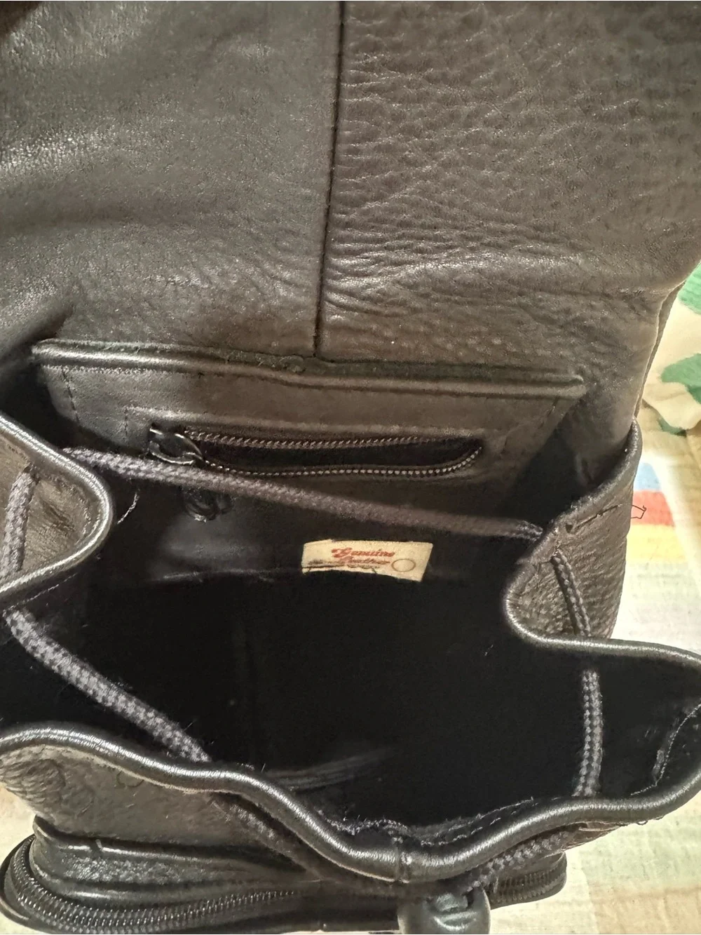 Vintage Domini Pelle Genuine Leather Mini Backpack Purse Black Made in Mexico